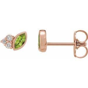 14K Rose Natural Peridot & .05 CTW Natural Diamond Earrings - BN & CO JEWELRY