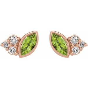 14K Rose Natural Peridot & .05 CTW Natural Diamond Earrings - BN & CO JEWELRY