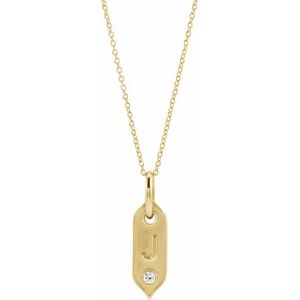 14K Yellow Initial J .05 CT Natural Diamond 16-18" Necklace - BN & CO JEWELRY