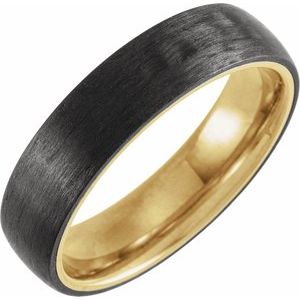 18K Yellow Gold PVD Titanium & Carbon Fiber 6 mm Half Round Band Size 12.5 - BN & CO JEWELRY