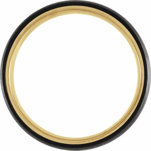 18K Yellow Gold PVD Titanium & Carbon Fiber 6 mm Half Round Band Size 14 - BN & CO JEWELRY