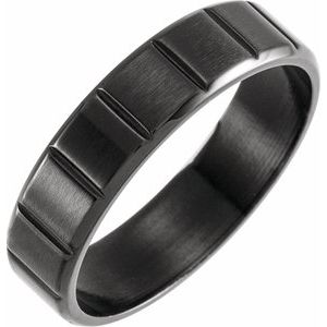 Black PVD Titanium 6 mm Grooved Band Size 13.5 - BN & CO JEWELRY