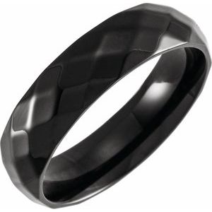 Black PVD Titanium 6 mm Faceted Band Size 8 - BN & CO JEWELRY