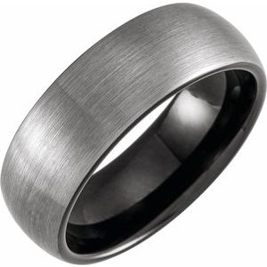 Black PVD Tungsten 8 mm Half Round Band Size 12.5 with Satin Finish - BN & CO JEWELRY