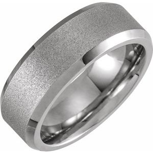 Tungsten 8 mm Beveled-Edge Band Size 7 with Ice Finish - BN & CO JEWELRY