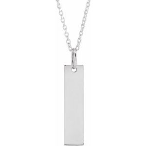 Sterling Silver 20x5 mm Engravable Bar 16-18" Necklace - BN & CO JEWELRY