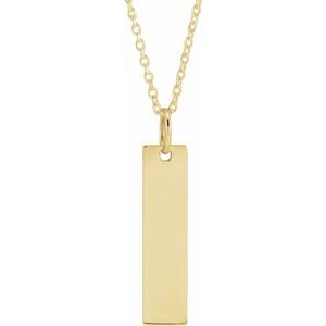 14K Yellow 20x5 mm Engravable Bar 16-18" Necklace - BN & CO JEWELRY