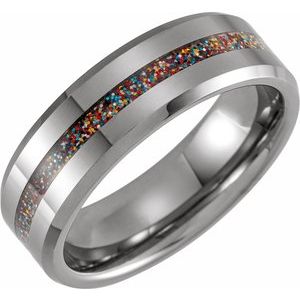 Tungsten 8 mm Beveled-Edge Band with Inlay Size 13.5 - BN & CO JEWELRY