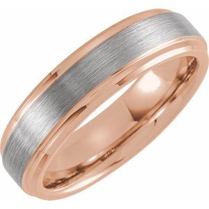 18K Rose Gold PVD Tungsten 6 mm Beveled-Edge Band Size 7.5 with Satin Finish - BN & CO JEWELRY