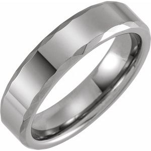 Tungsten 6 mm Faceted Beveled-Edge Band Size 7 - BN & CO JEWELRY