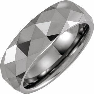 Tungsten 7 mm Faceted Band - BN & CO JEWELRY