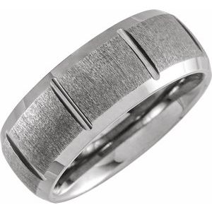Tungsten 8 mm Grooved Beveled Edge Band Size 8.5 - BN & CO JEWELRY