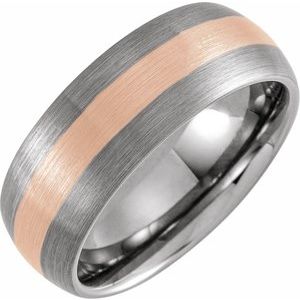 18K Rose Gold PVD Tungsten 8 mm Half Round Band Size 9 - BN & CO JEWELRY