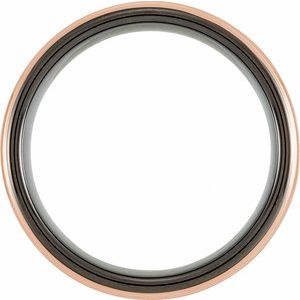 Black & 18K Rose Gold PVD Tungsten 6 mm Grooved Band with Satin Finish - BN & CO JEWELRY