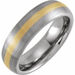 Tungsten & 18K Yellow Gold PVD 6 mm Domed Band Size 10.5 - BN & CO JEWELRY
