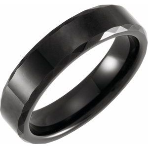Black PVD Tungsten 6 mm Faceted Beveled-Edge Size 7.5 Band - BN & CO JEWELRY