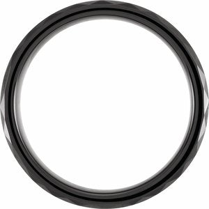 Black PVD Tungsten 6 mm Faceted Beveled-Edge Size 12 Band - BN & CO JEWELRY