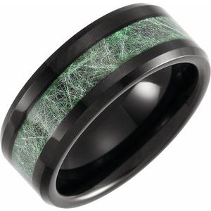 Tungsten 8 mm Beveled-Edge Band with Imitation Meteorite Inlay Size 9 - BN & CO JEWELRY