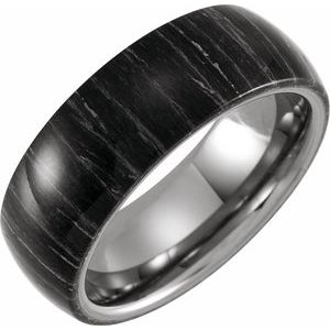 Tungsten 8 mm Domed Band with Zebra Wood Inlay Size 11.5 - BN & CO JEWELRY