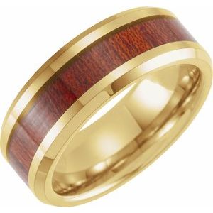 Tungsten 8 mm Beveled-Edge Band Size 7.5 with Walnut Wood Inlay - BN & CO JEWELRY