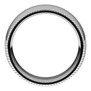 14K White 8 mm Beaded Comfort-Fit Band Size 11 - BN & CO JEWELRY