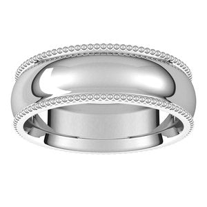 14K White 6 mm Beaded Comfort-Fit Band Size 11 - BN & CO JEWELRY