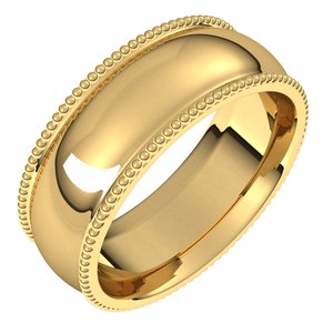 14K Yellow 7 mm Beaded Comfort-Fit Band - BN & CO JEWELRY