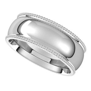 14K White 7 mm Beaded Comfort-Fit Band - BN & CO JEWELRY