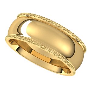 14K Yellow 7 mm Beaded Comfort-Fit Band - BN & CO JEWELRY