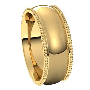 14K Yellow 7 mm Beaded Comfort-Fit Band - BN & CO JEWELRY