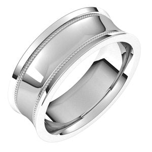 Continuum Sterling Silver 7 mm Milgrain Concave with Edge Band - BN & CO JEWELRY