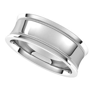 Continuum Sterling Silver 7 mm Milgrain Concave with Edge Band - BN & CO JEWELRY