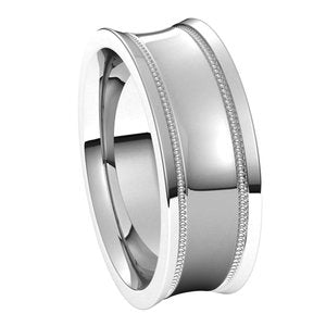 Continuum Sterling Silver 7 mm Milgrain Concave with Edge Band - BN & CO JEWELRY