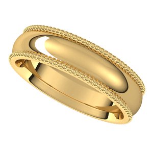 18K Yellow 5 mm Beaded Comfort-Fit Band Size 9.5 - BN & CO JEWELRY