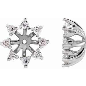 14K White 1/2 CTW Natural Diamond Earring Jackets with 6 mm ID - BN & CO JEWELRY