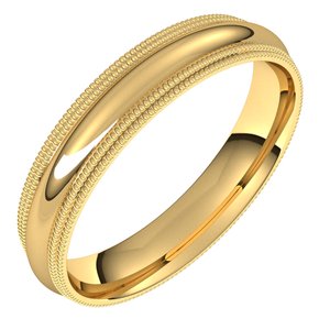 18K Yellow 4 mm Double Milgrain Half Round Comfort Fit Band Size 7 - BN & CO JEWELRY