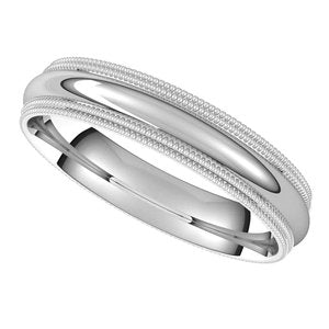 18K White 4 mm Double Milgrain Half Round Comfort Fit Band Size 11 - BN & CO JEWELRY