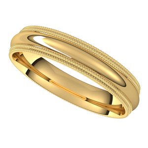 18K Yellow 4 mm Double Milgrain Half Round Comfort Fit Band Size 7 - BN & CO JEWELRY