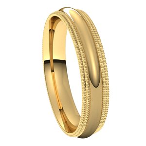 18K Yellow 4 mm Double Milgrain Half Round Comfort Fit Band Size 7 - BN & CO JEWELRY