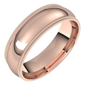 14K Rose 6 mm Double Milgrain Half Round Comfort Fit Band Size 9.5 - BN & CO JEWELRY