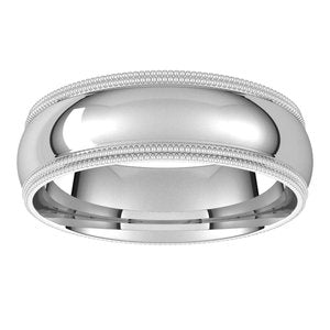 Platinum 6 mm Double Milgrain Half Round Comfort Fit Band Size 9.5 - BN & CO JEWELRY