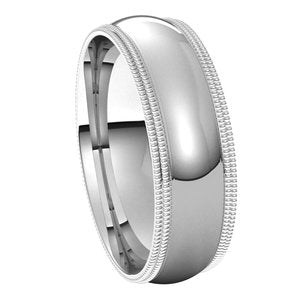 Platinum 6 mm Double Milgrain Half Round Comfort Fit Band Size 9.5 - BN & CO JEWELRY