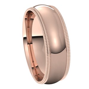 14K Rose 6 mm Double Milgrain Half Round Comfort Fit Band Size 9.5 - BN & CO JEWELRY