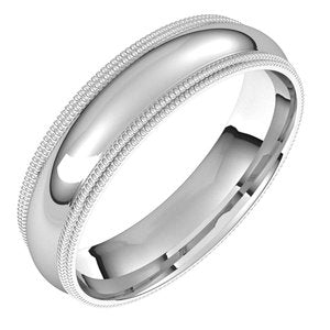 14K White 5 mm Double Milgrain Half Round Comfort Fit Band Size 11 - BN & CO JEWELRY