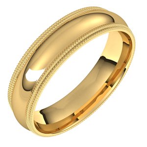 14K Yellow 5 mm Double Milgrain Half Round Comfort Fit Band Size 9 - BN & CO JEWELRY