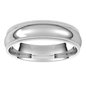 14K White 5 mm Double Milgrain Half Round Comfort Fit Band Size 8 - BN & CO JEWELRY