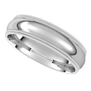 14K White 5 mm Double Milgrain Half Round Comfort Fit Band Size 11 - BN & CO JEWELRY
