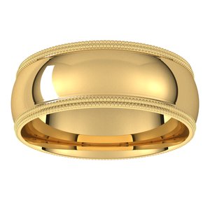 14K Yellow 7 mm Double Milgrain Half Round Comfort Fit Band - BN & CO JEWELRY
