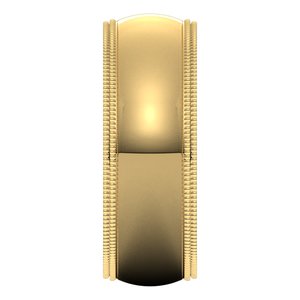 14K Yellow 7 mm Double Milgrain Half Round Comfort Fit Band - BN & CO JEWELRY