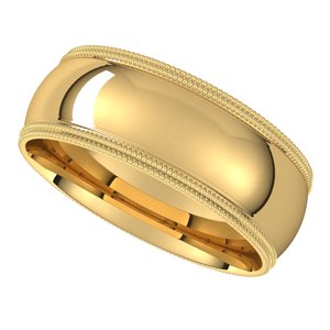 14K Yellow 7 mm Double Milgrain Half Round Comfort Fit Band - BN & CO JEWELRY